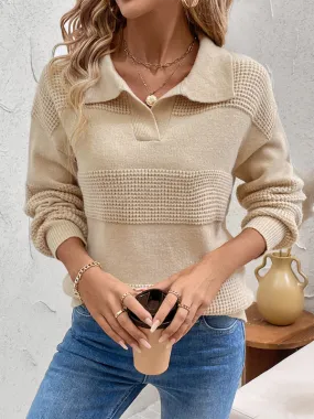 Casual Fall Ribbed Collar Sweater