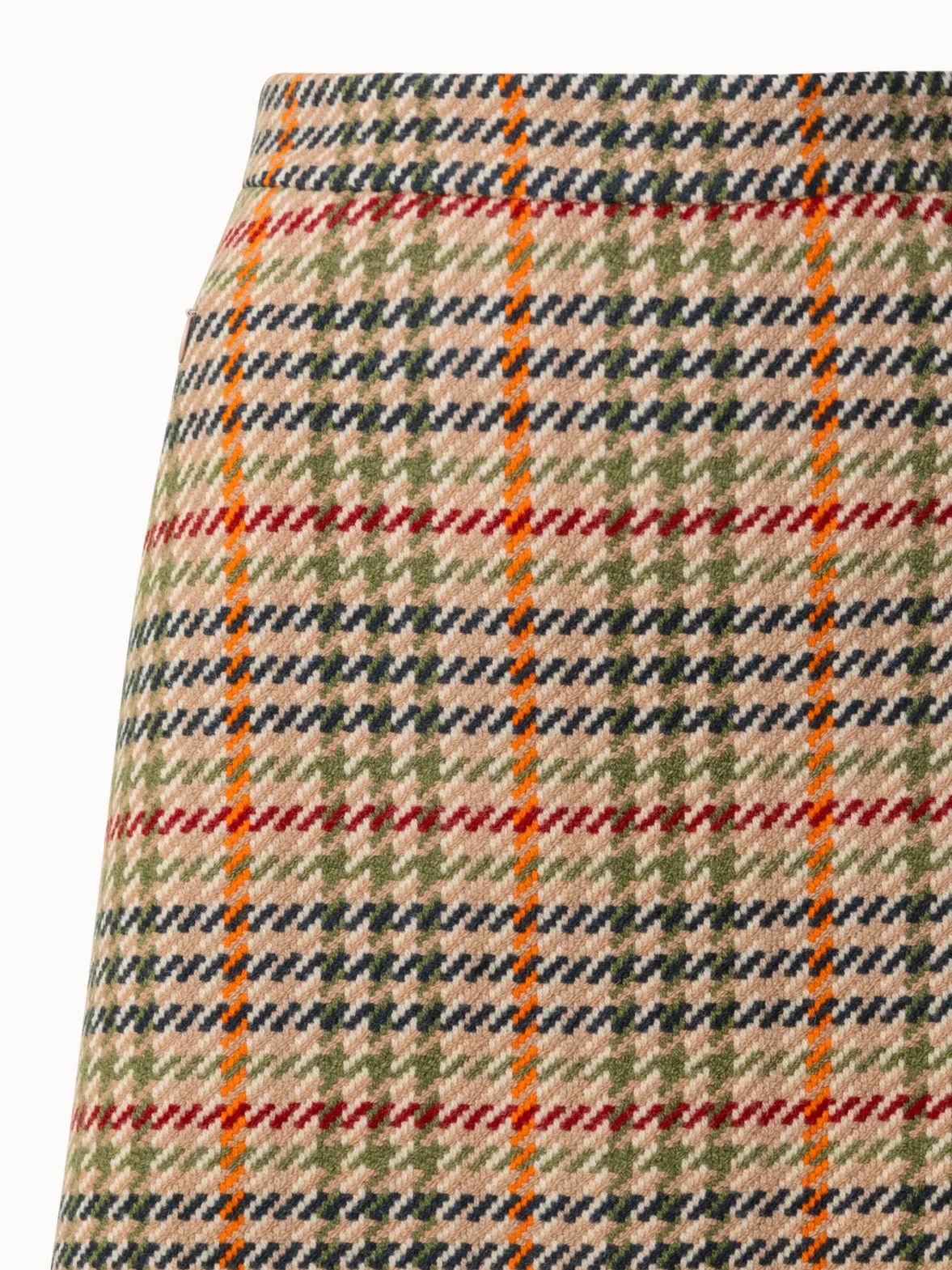 Checked Wool Short Skirt