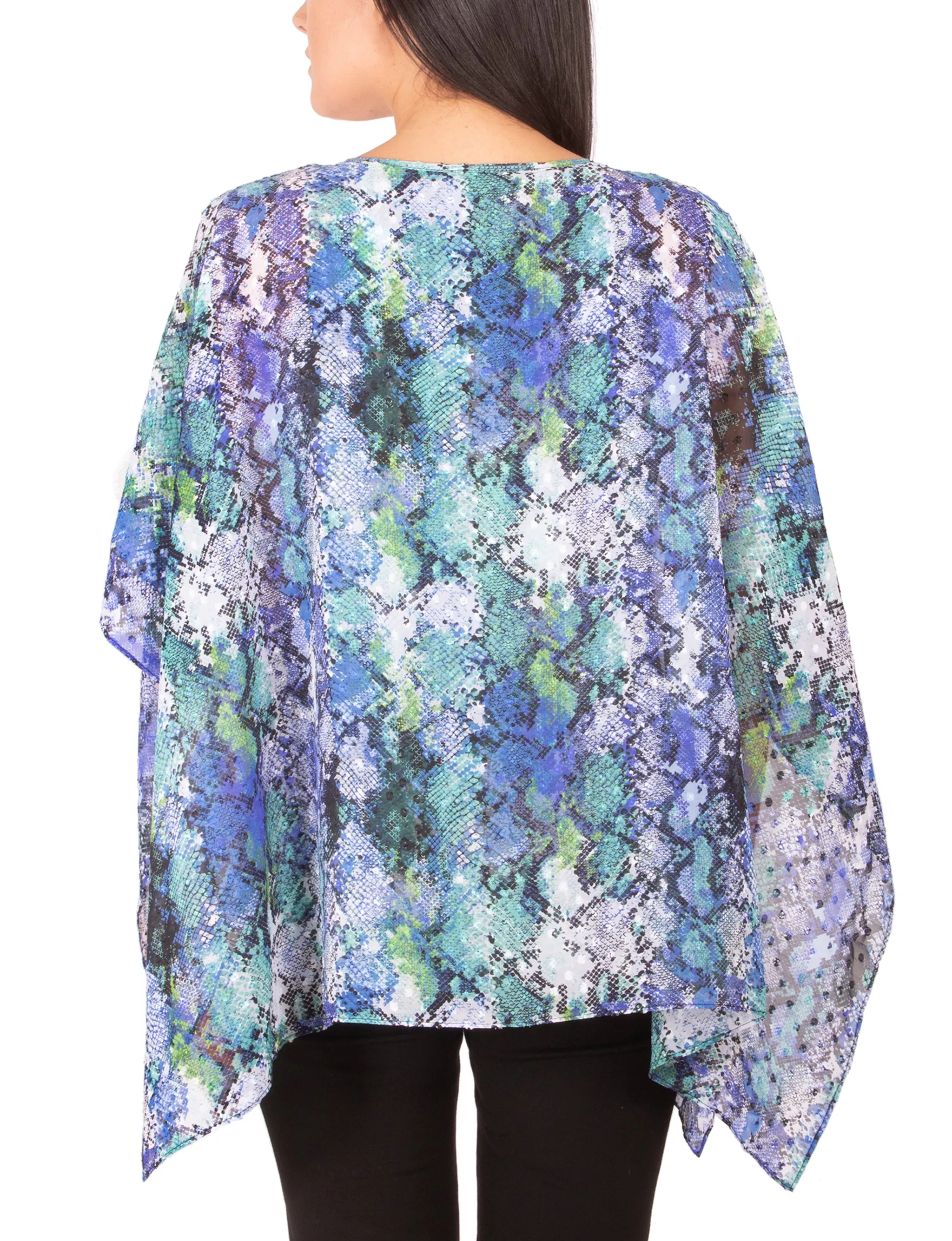 Chiffon Poncho And Tank With Beaded Neckline