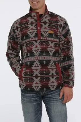 Cinch Men's Grey Aztec Print Fleece Pullover