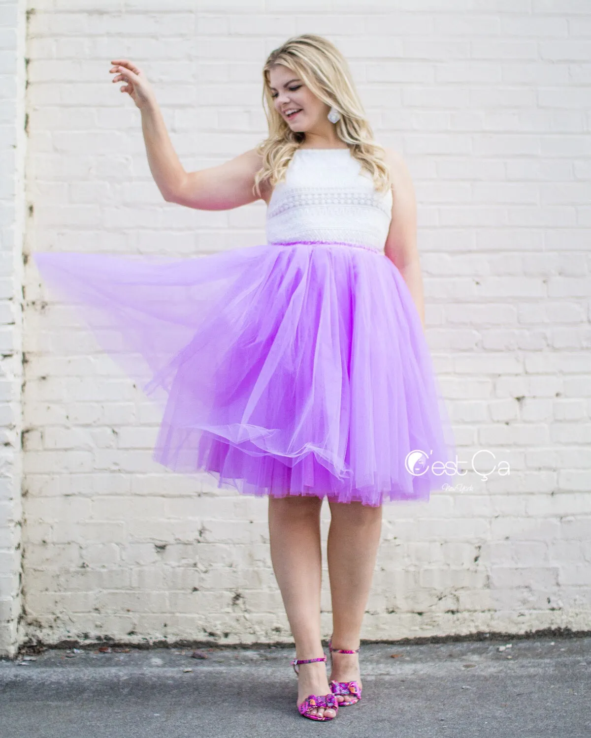 Clarisa Lilac Tulle Skirt - Midi