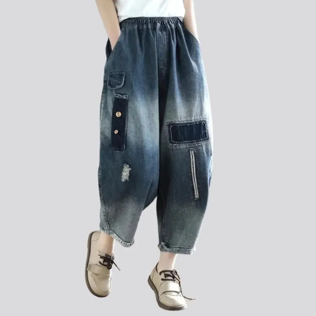 Contrast women's denim pants