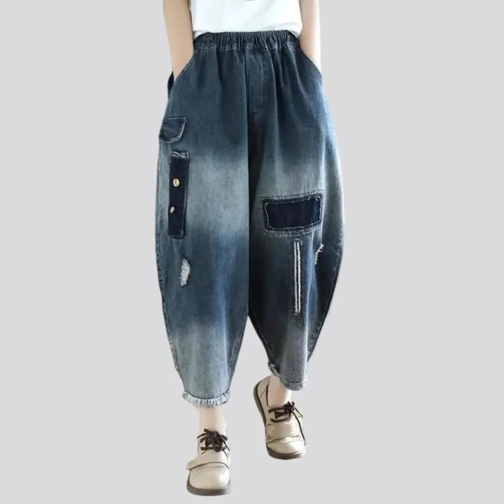 Contrast women's denim pants