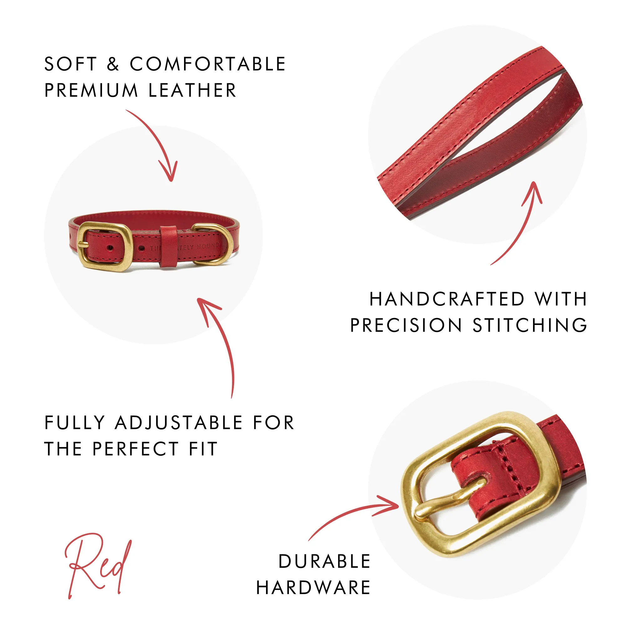 Crimson Red Leather Dog Collar – Luxury, Soft & Durable