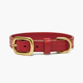 Crimson Red Leather Dog Collar – Luxury, Soft & Durable