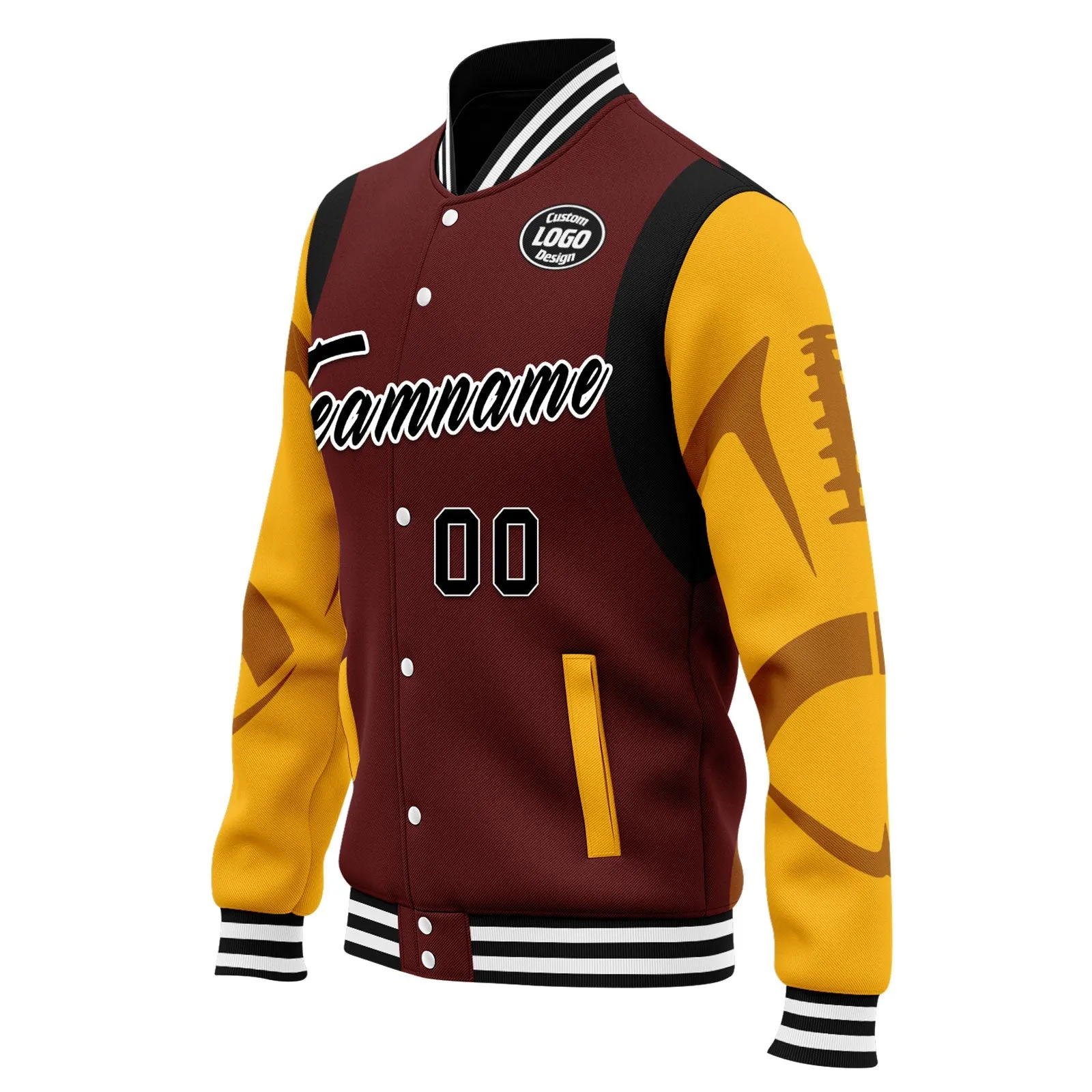 Custom Crimson Washington Jacket Bomber Full-Snap Varsity Letterman Personalized Jacket FZ005-D025004-29