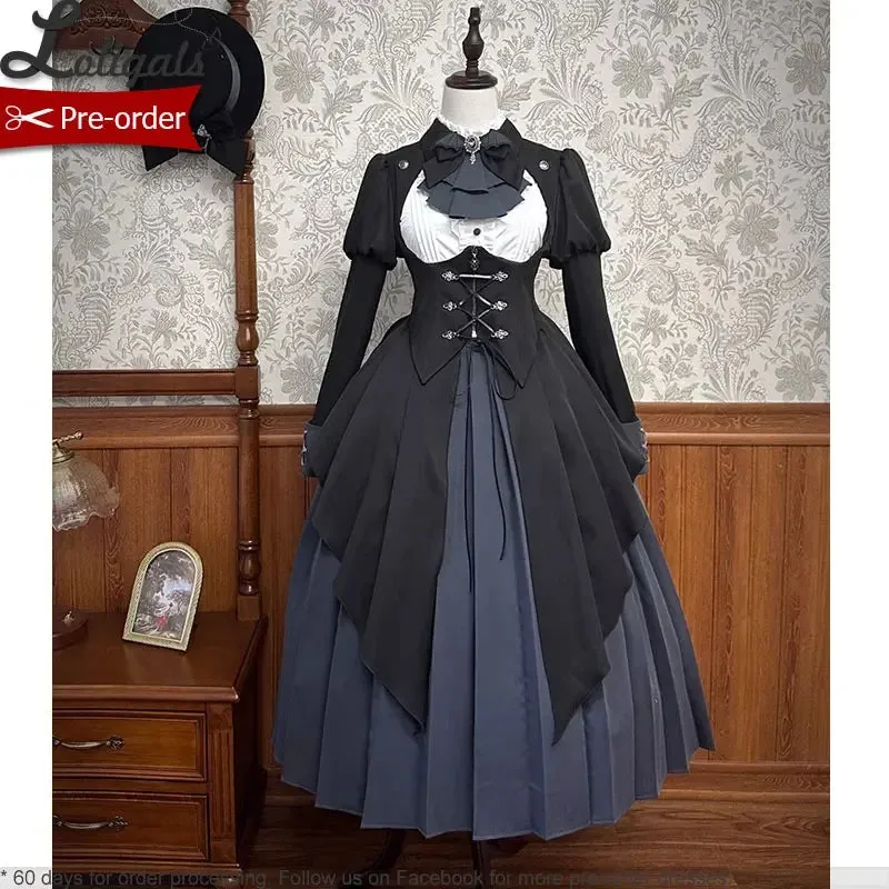 Detective Alice ~ Cool Long Sleeve Lolita Dress w. Underbust Trech Coat by Alice Girl ~ Pre-order