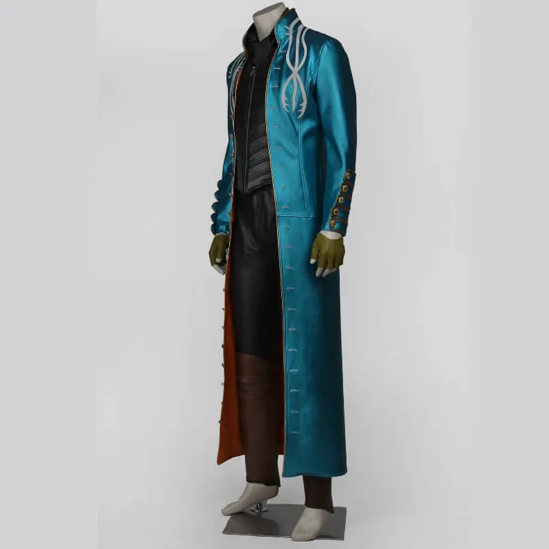 Devil May Cry 3 Vergil Costumes Leather Trench Coat Halloween Carvinal Suit BEcostume