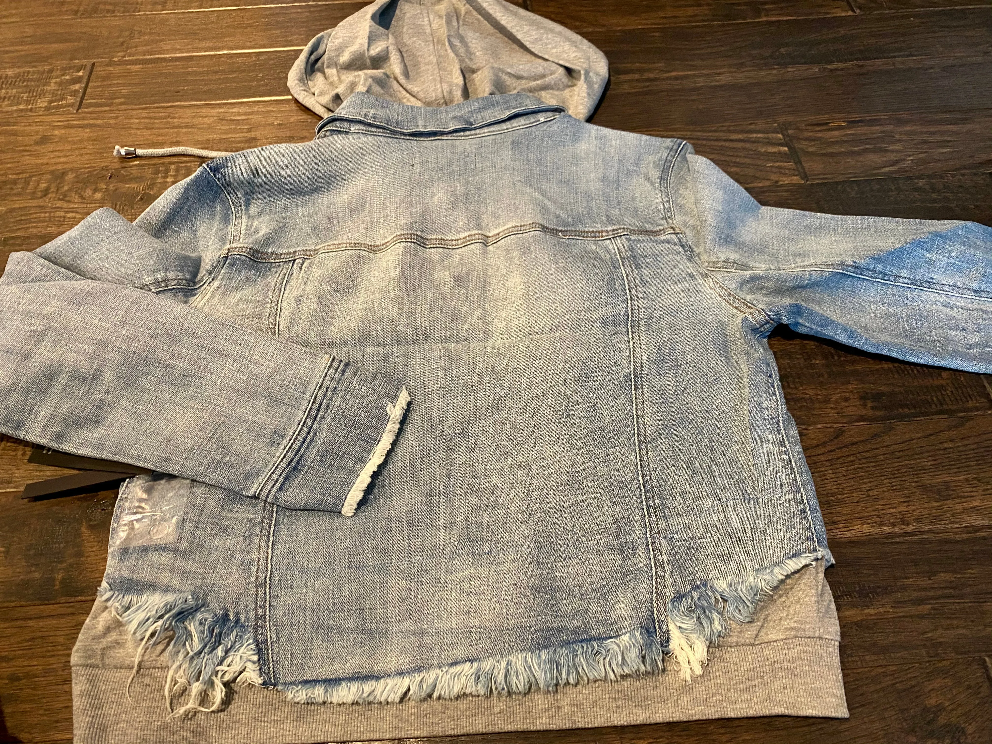 Distressed Denim Jacket with Terry patch