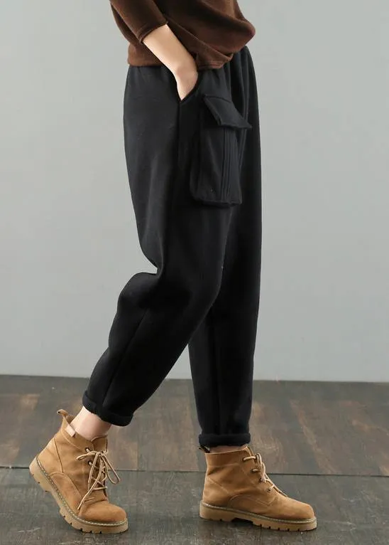 DIY women's black Gifts pockets harem pants