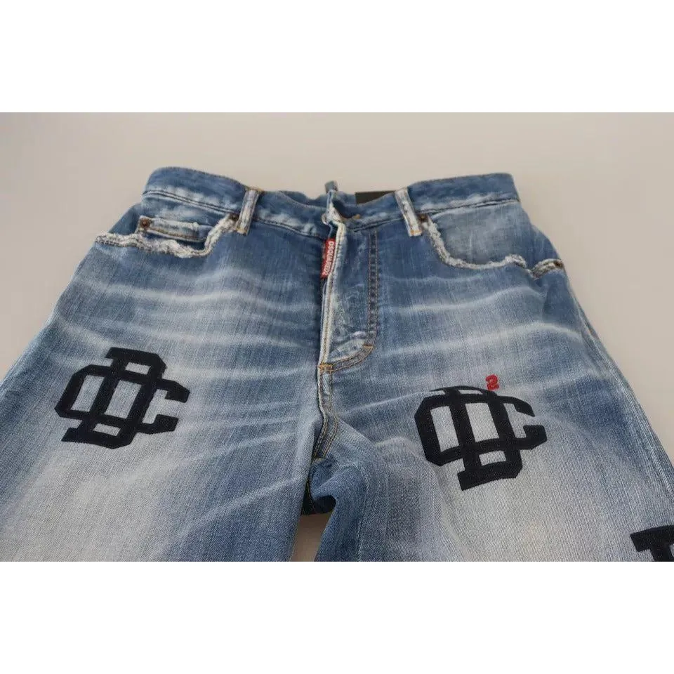 Dsquared² Blue Washed High Waist Straight Denim Boston Jeans