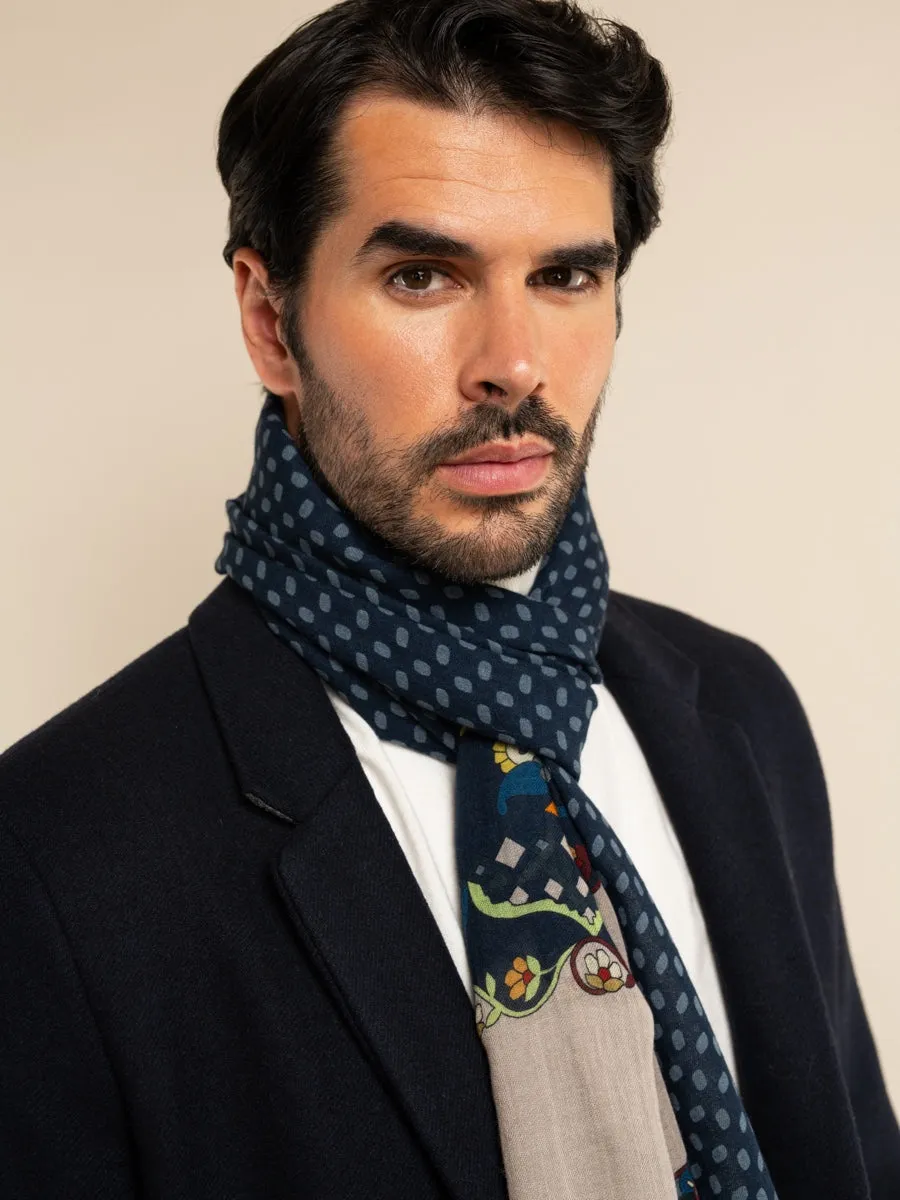 Edoardo (blue) - soft and lightweight Italian scarf from 100% wool