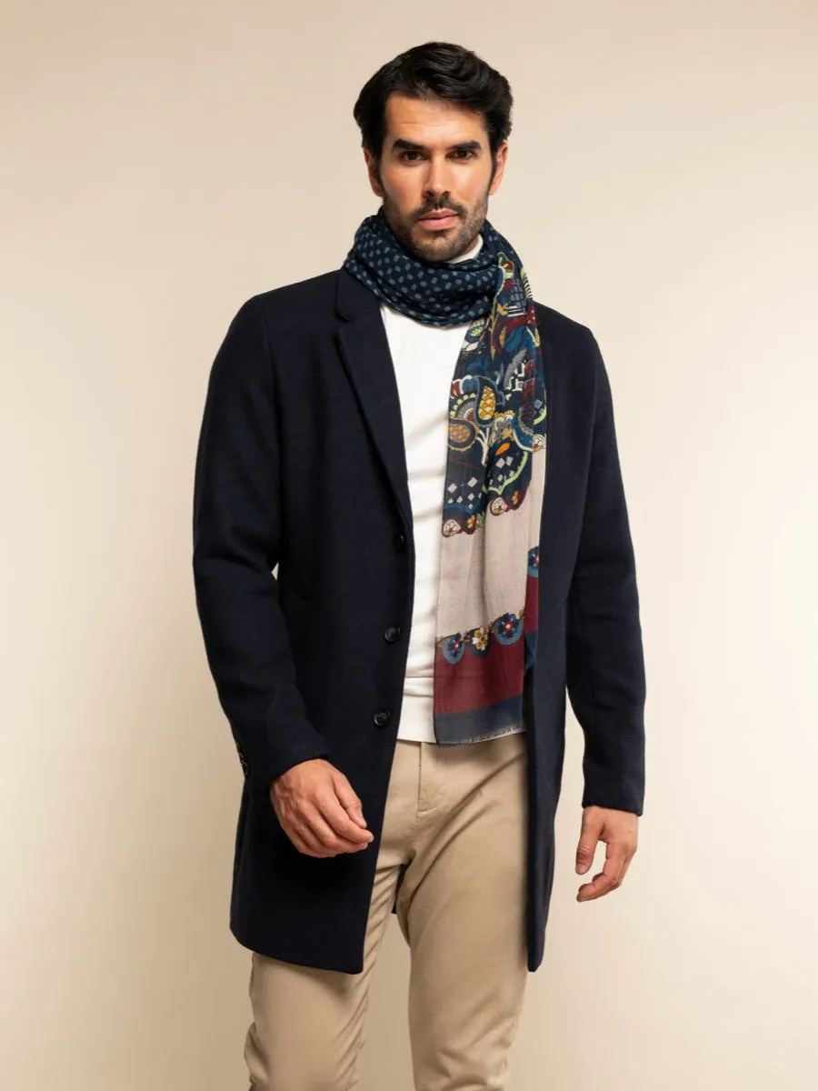 Edoardo (blue) - soft and lightweight Italian scarf from 100% wool