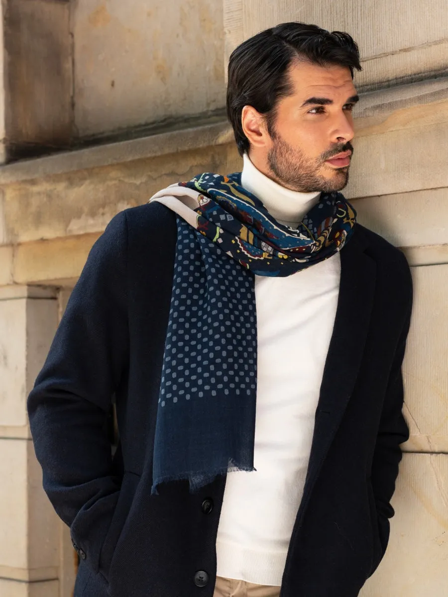 Edoardo (blue) - soft and lightweight Italian scarf from 100% wool