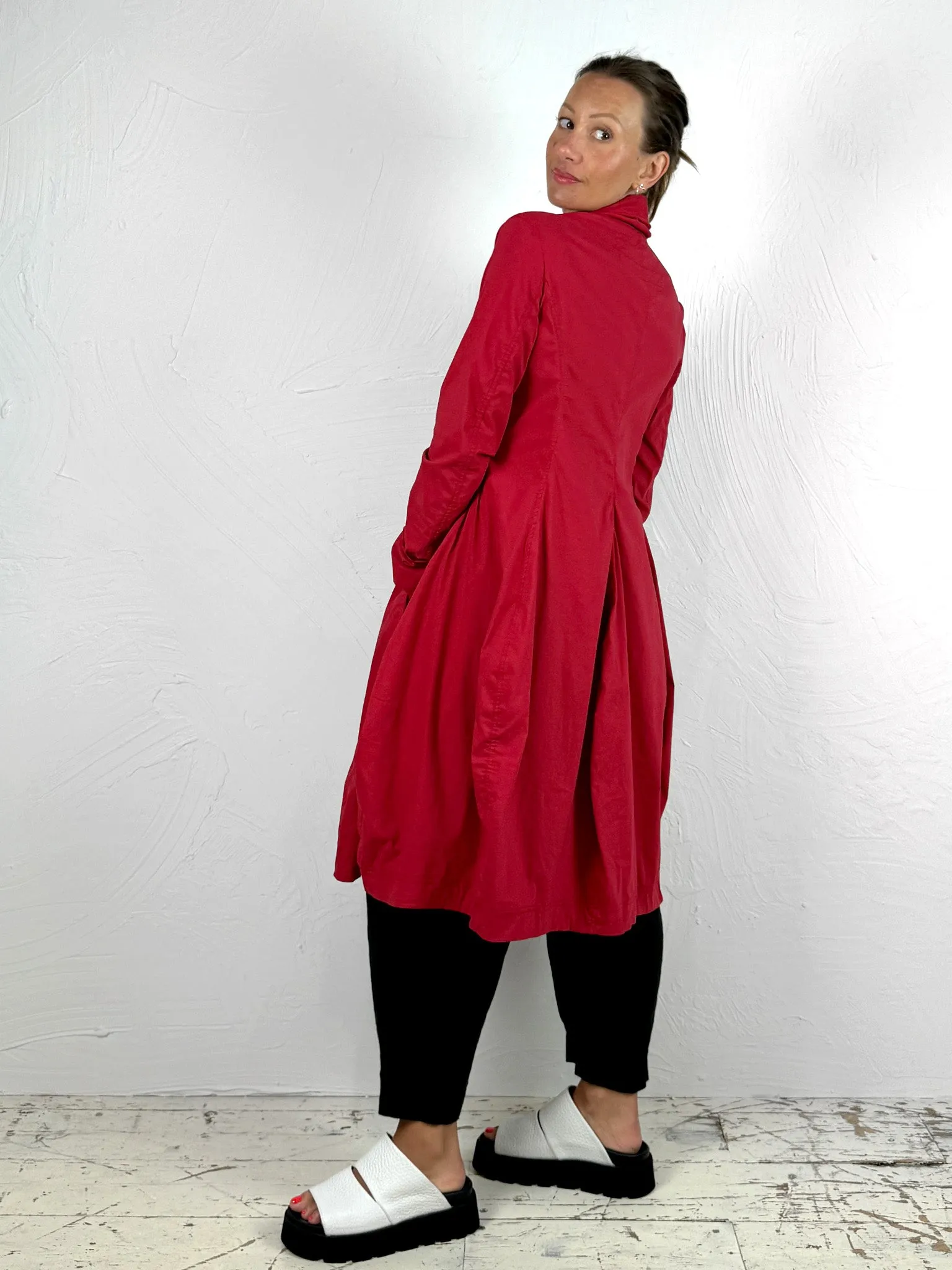 Fitted Midi Jacket Coat in Chilli or Grey