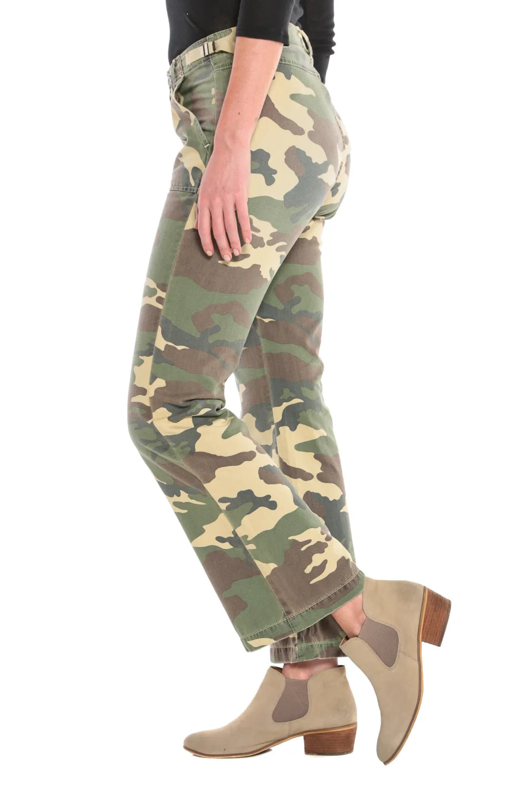 Flare crop pants in Army Camo