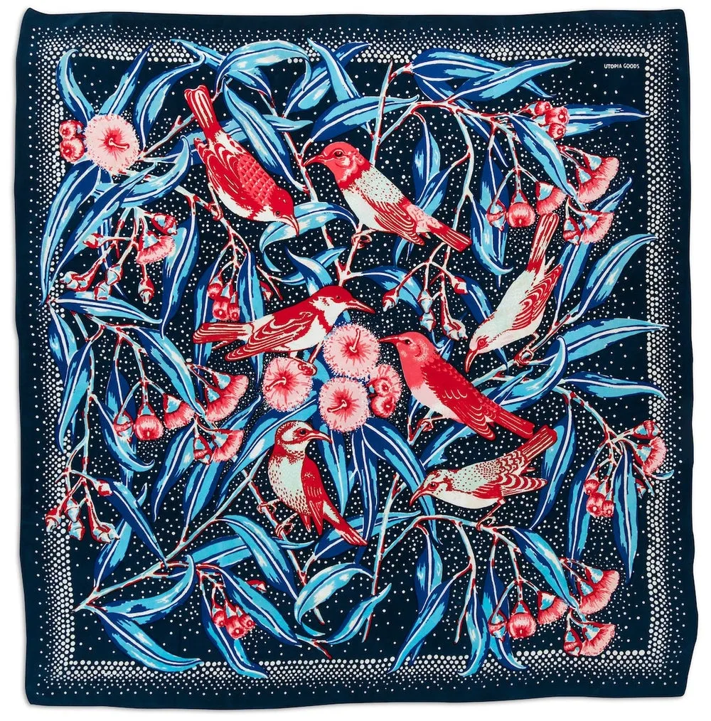 Flowering Gum Classic Indigo Silk Scarf