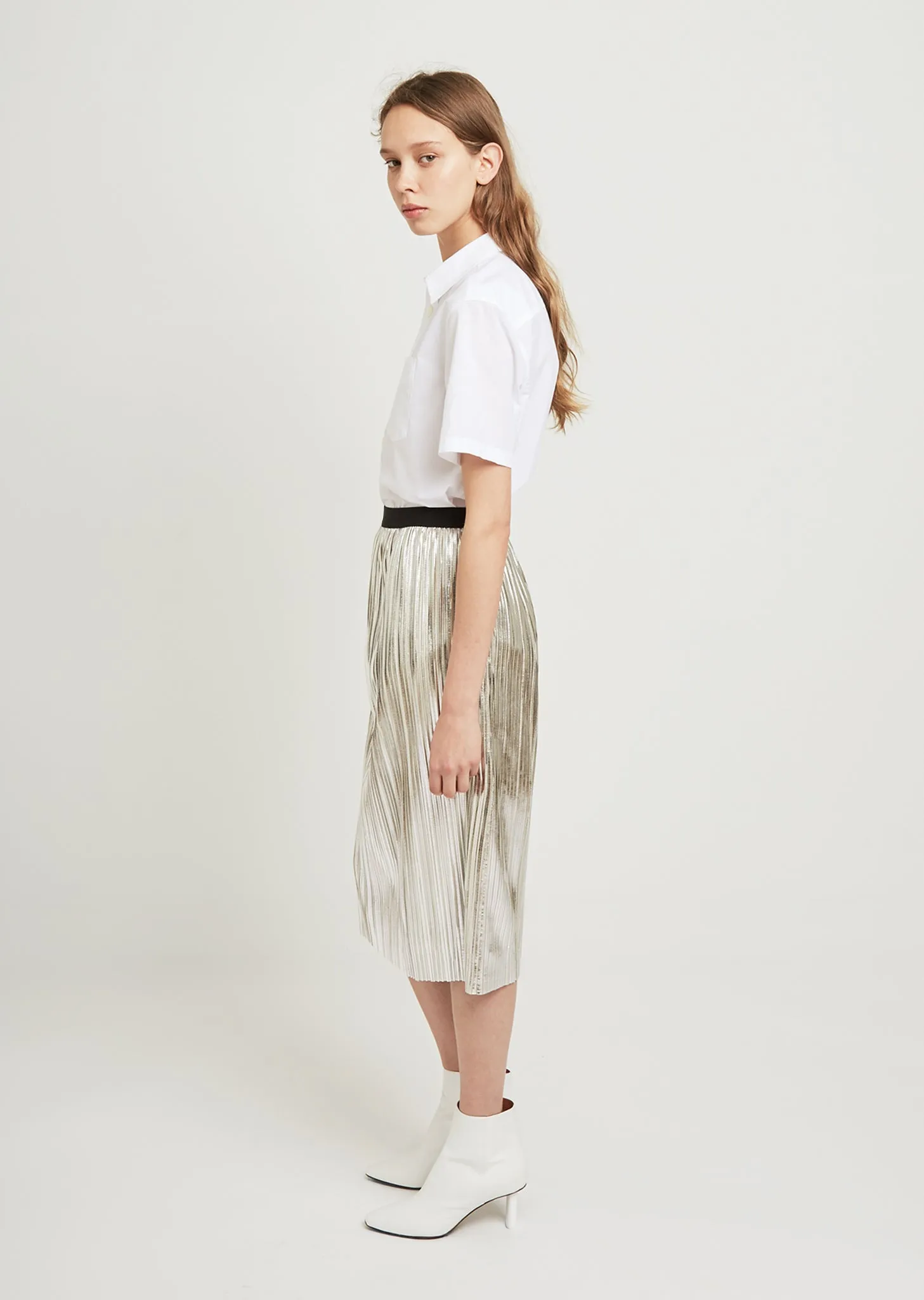 Fronne Metallic Pleated Skirt