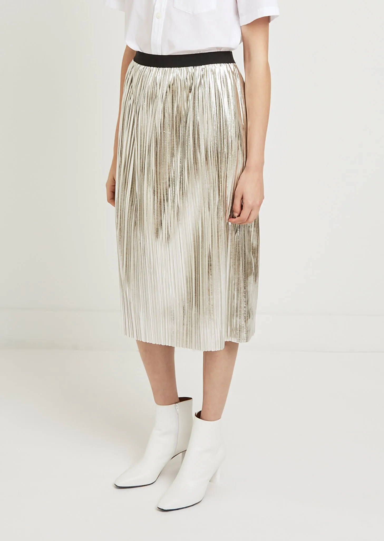 Fronne Metallic Pleated Skirt