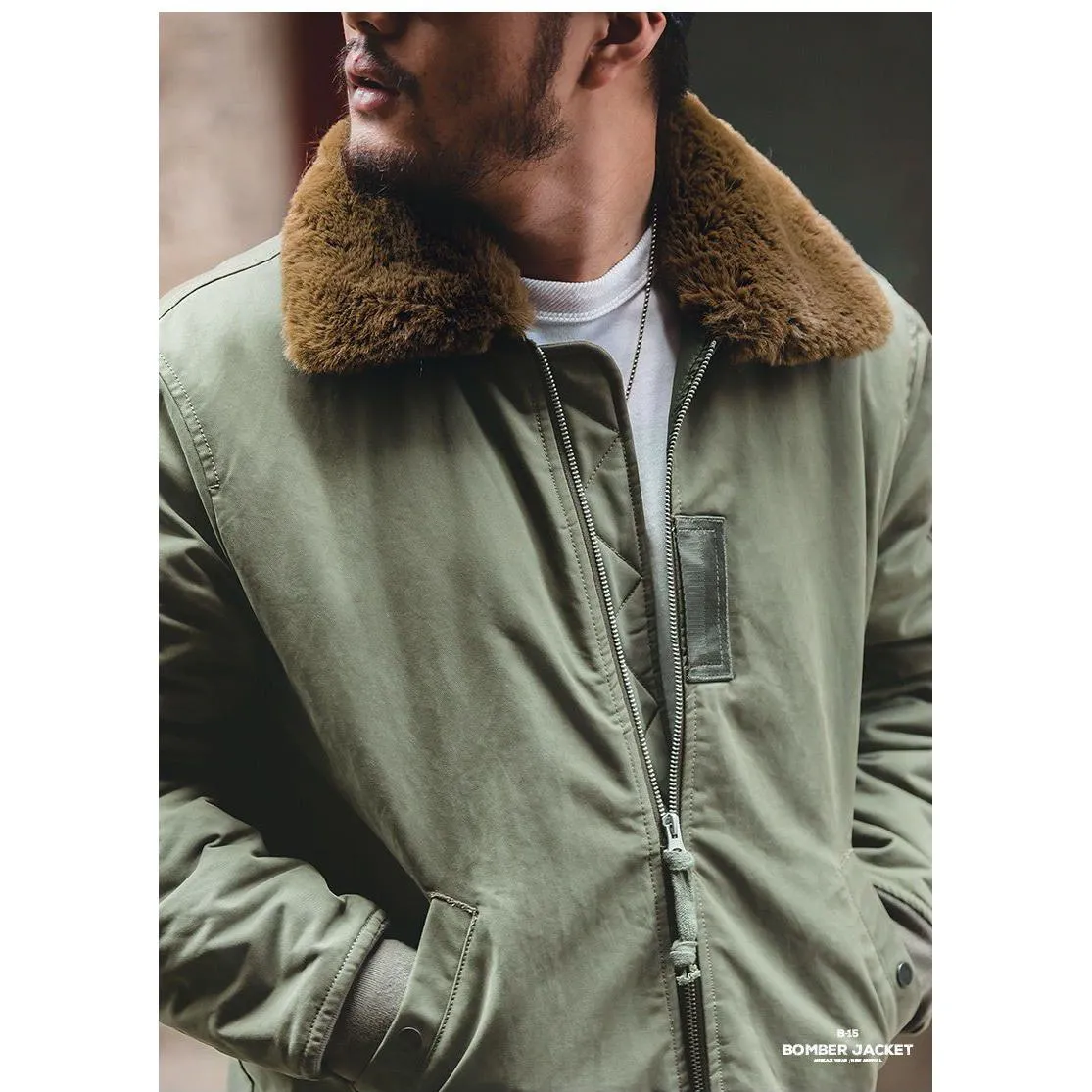 Fur Collar Pilot Bomber Jacket