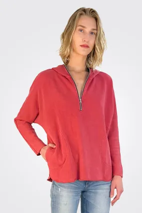 Georgia Zip Tunic Hoodie - Red Velvet