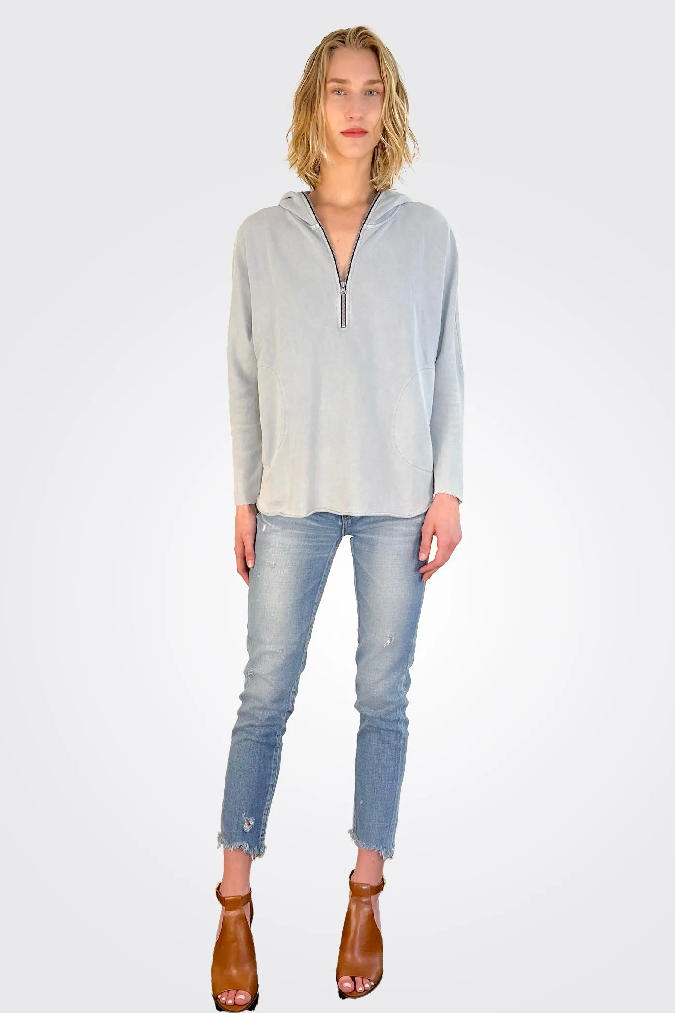 Georgia Zip Tunic Hoodie - Silver Mist