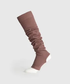 Gymshark Ribbed Cotton Seamless Leg Warmers - Soft Brown