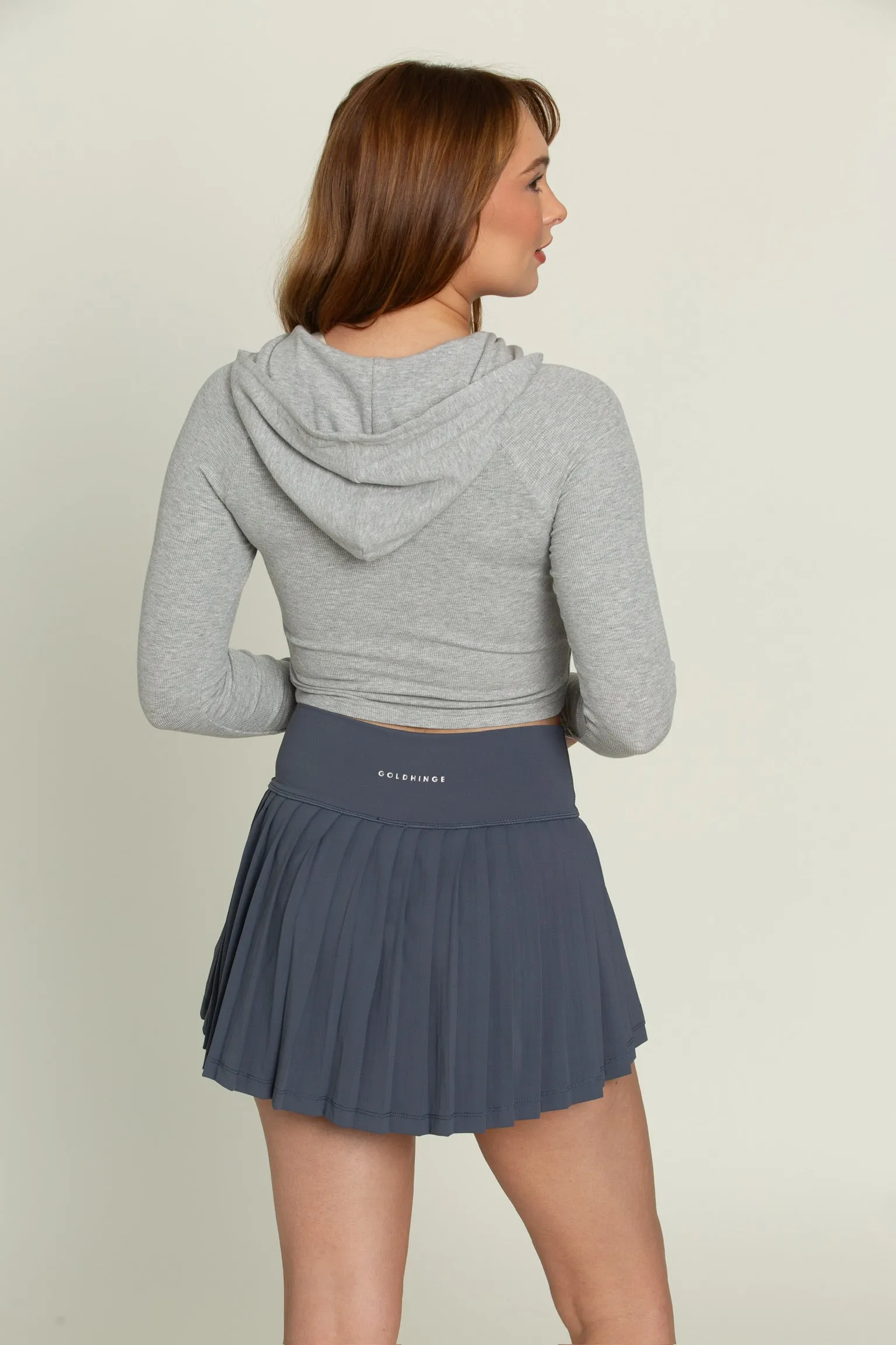 Heather Grey Ribbed Hoodie Jacket