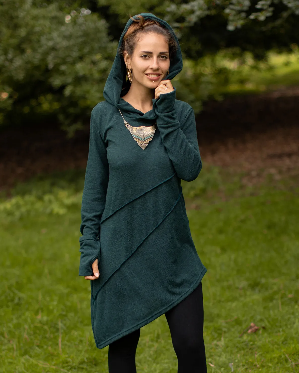 Hooded Pixie Dress Teal