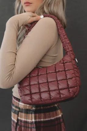 Hot To Go Burgundy Puff Tote Shoulder Bag