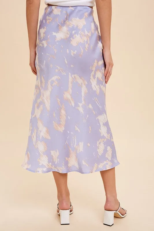 In Loom Bias Midi Skirt Abstract Print - Periwinkle