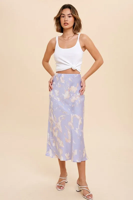 In Loom Bias Midi Skirt Abstract Print - Periwinkle