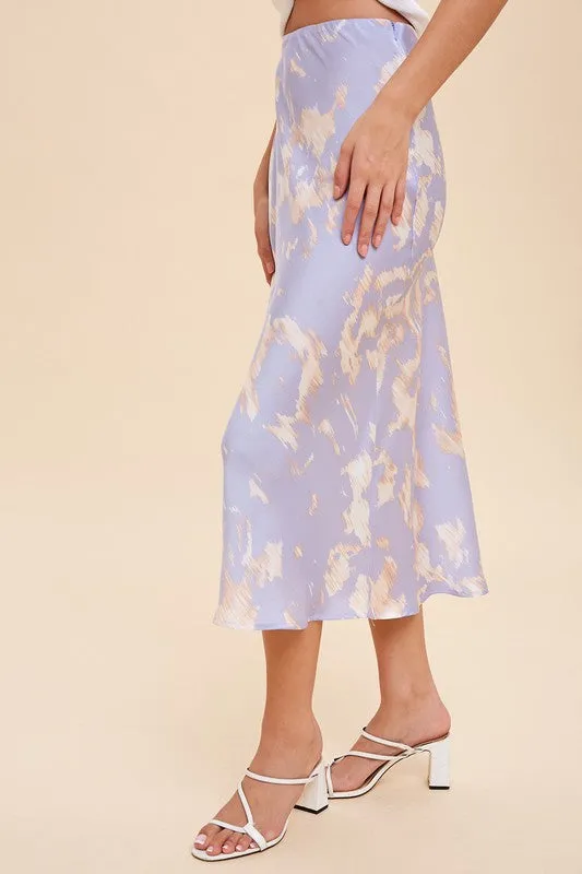 In Loom Bias Midi Skirt Abstract Print - Periwinkle