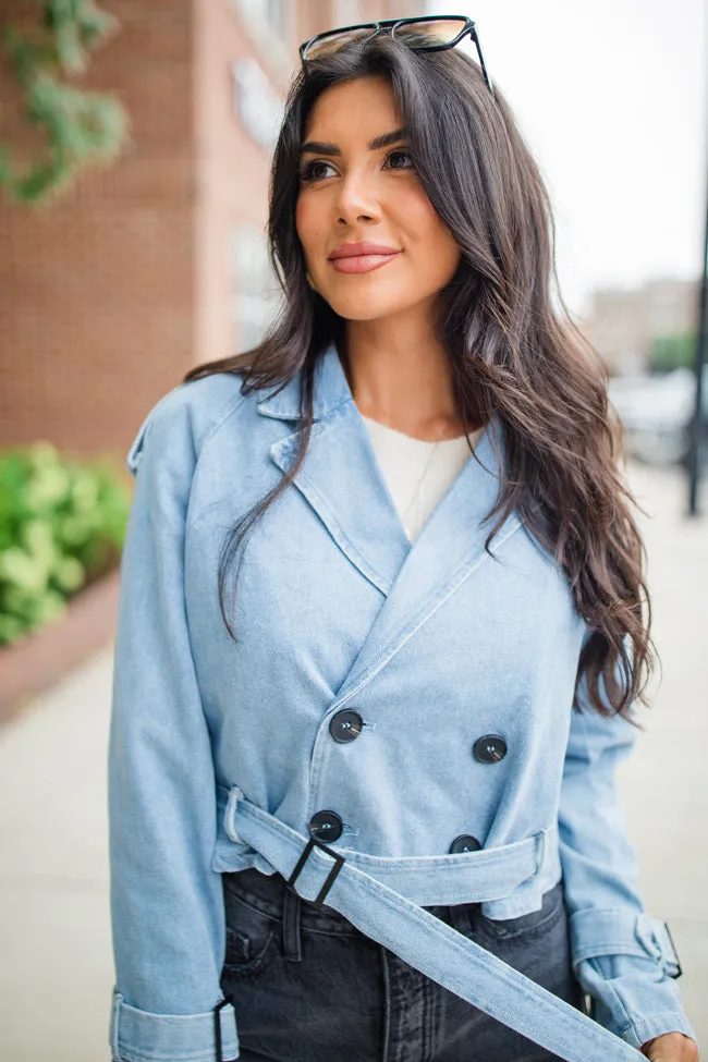 Invest In Me Denim Crop Trench Coat FINAL SALE