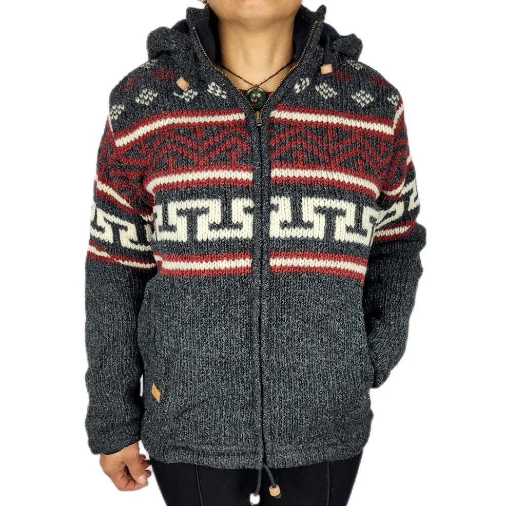 Jacket Aztec Charcoal/White/Red