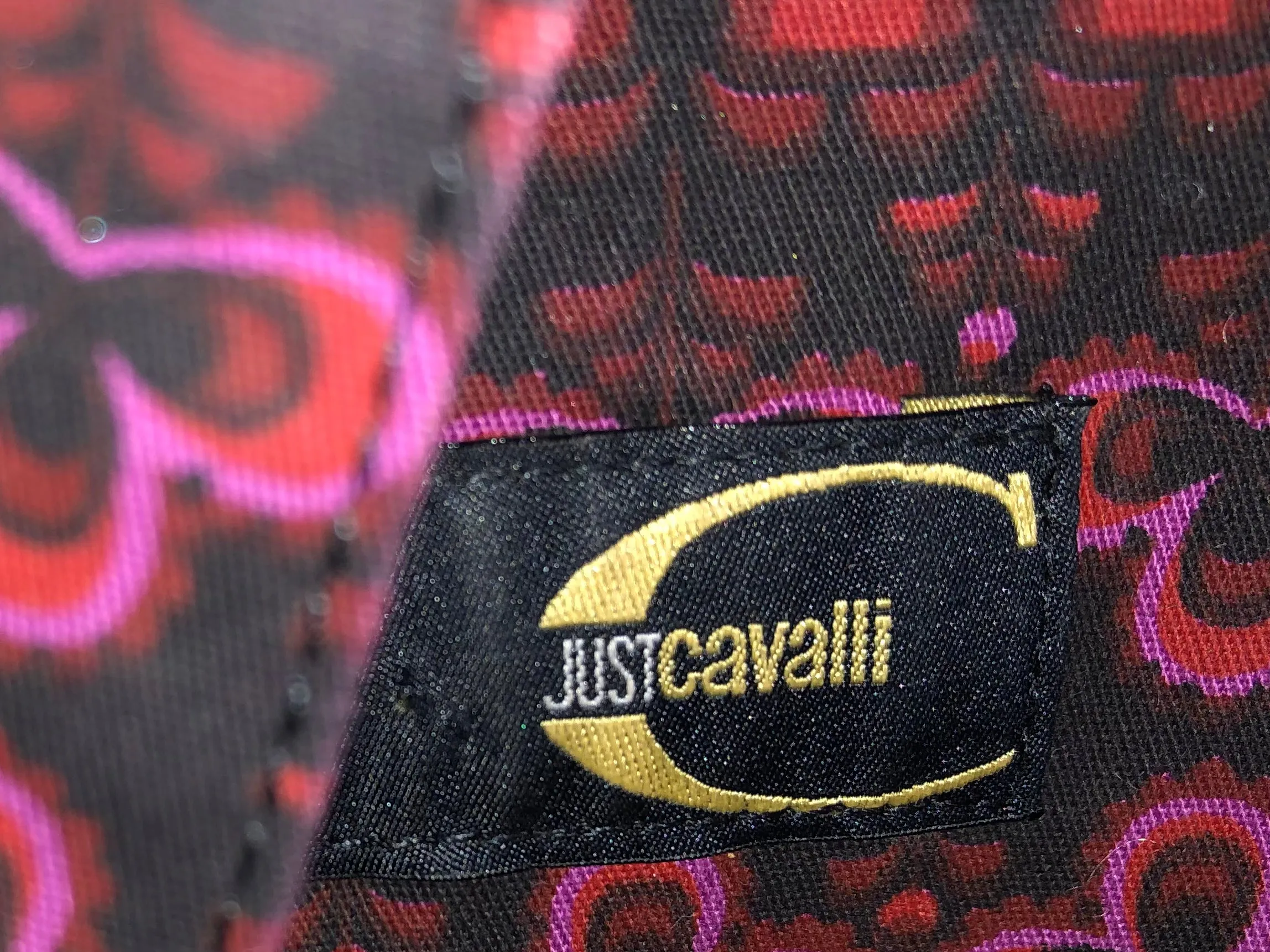 Just Cavalli Vintage Stretch Cotton Belted Day Evening Jacket Pink Multi UK Size 12