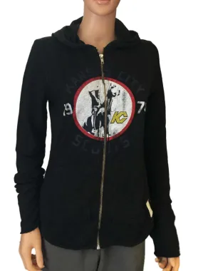 Kansas City Scouts Retro Brand Women Black Quad Blend Zip Up Hoodie Jacket