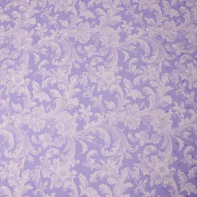 Lavender and Ivory Baroque Print Pure Silk Satin Fabric, 140 cm Width, Made in Italy -D21170