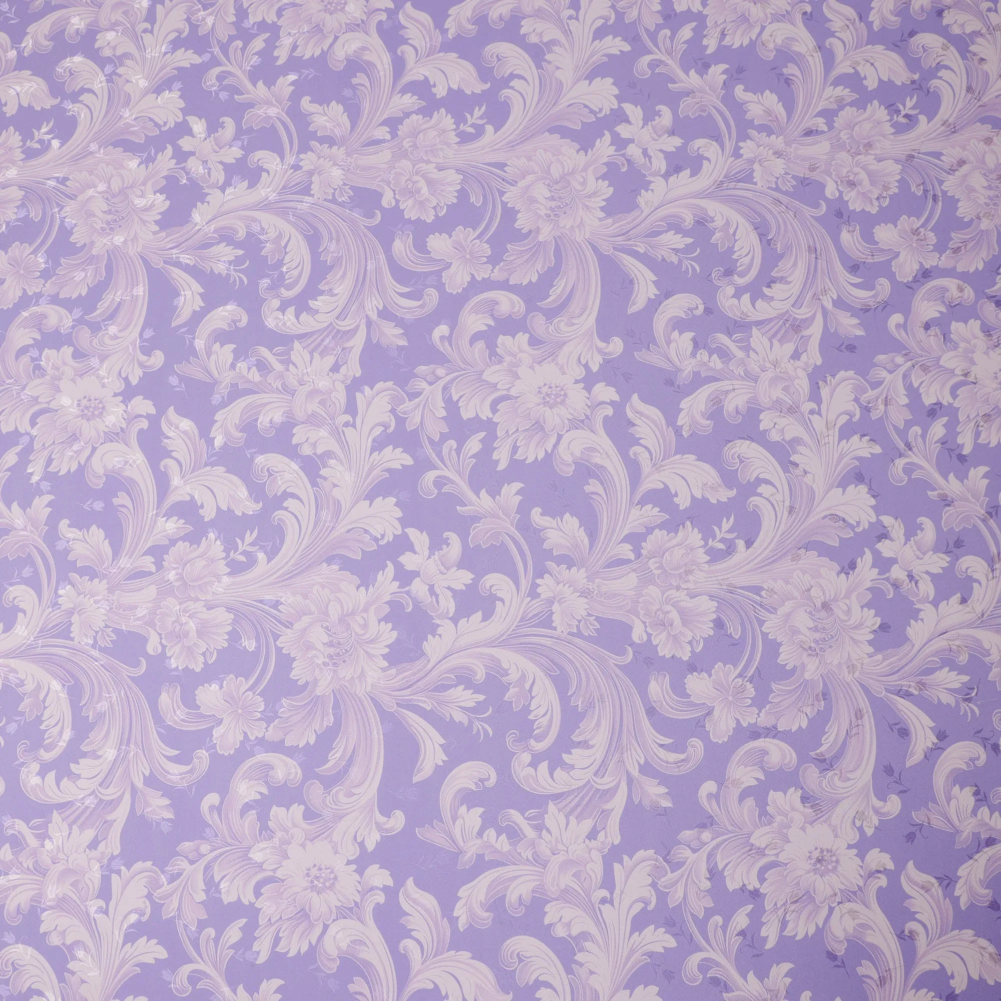 Lavender and Ivory Baroque Print Pure Silk Satin Fabric, 140 cm Width, Made in Italy -D21170