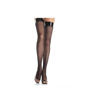 Leg Avenue Fishnet Stocking With Vinyl Top Black