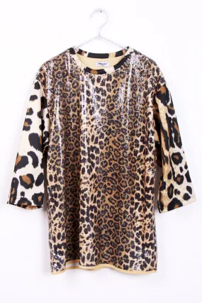 Leopard Print Sequin Tunic Top