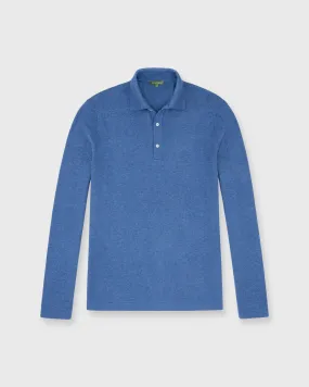 Long-Sleeved Rally Polo Sweater in Harbour Blue Cotton/Cashmere