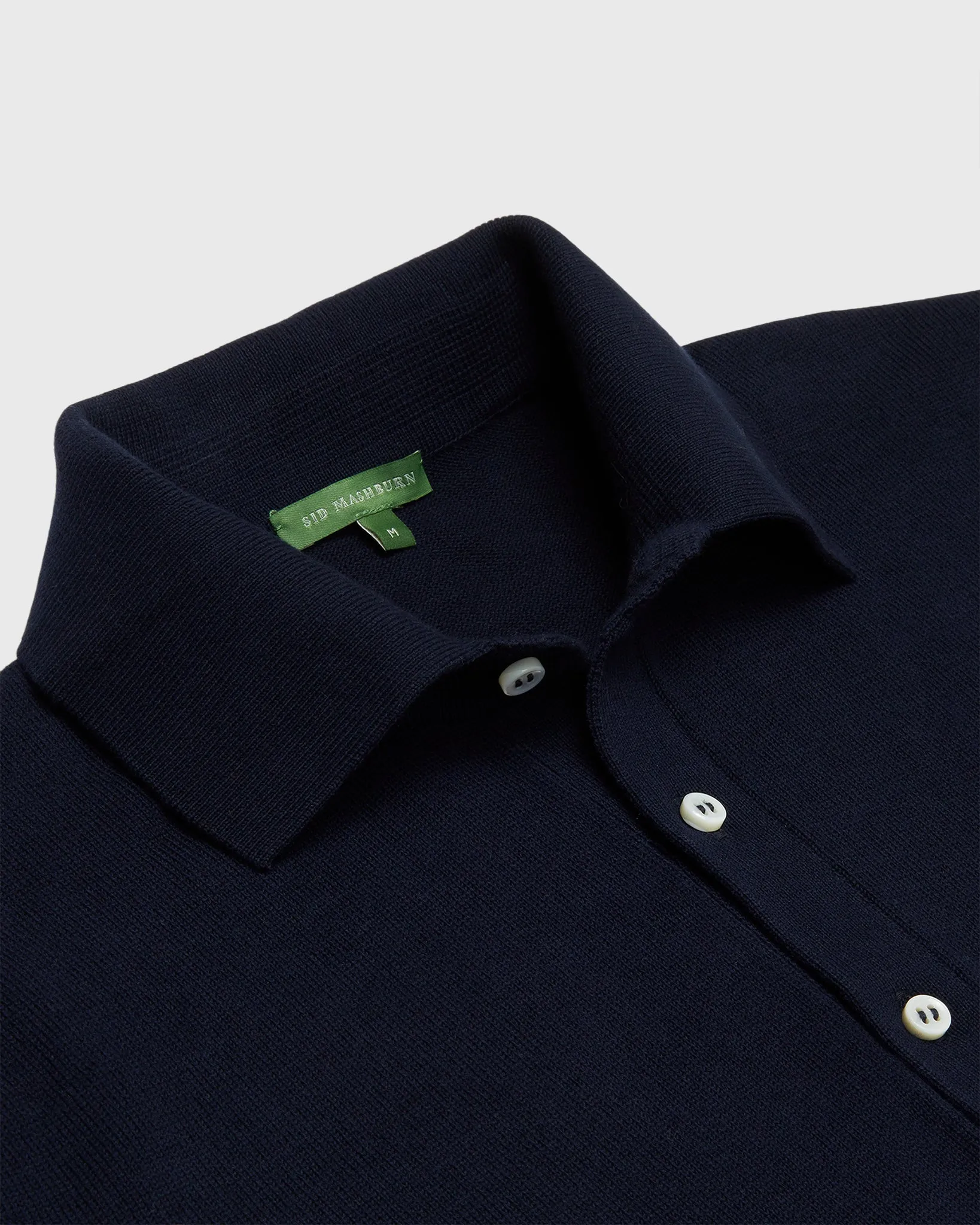 Long-Sleeved Rally Polo Sweater in Navy Cotton