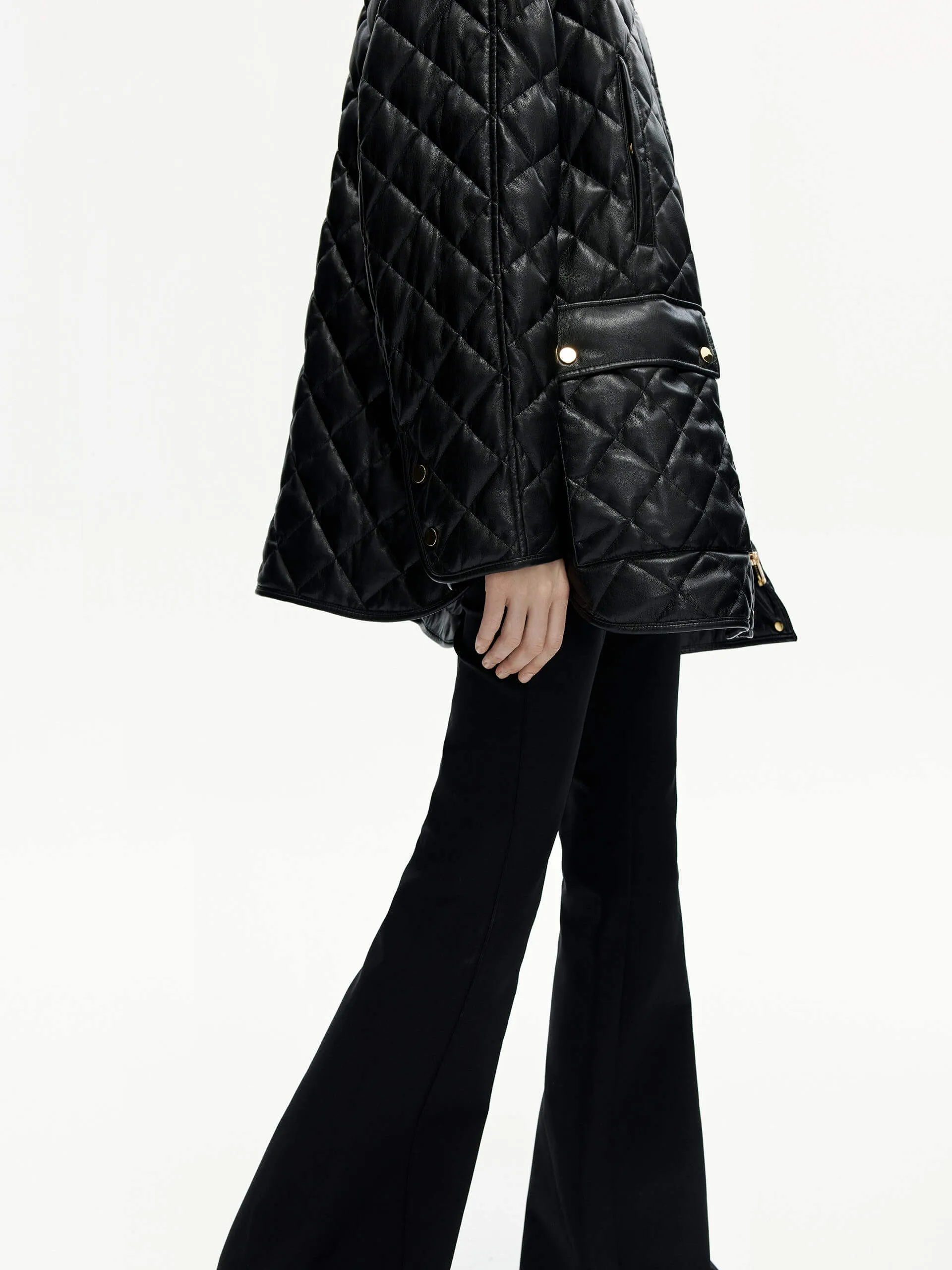 Loose Leather Quilted Jacket