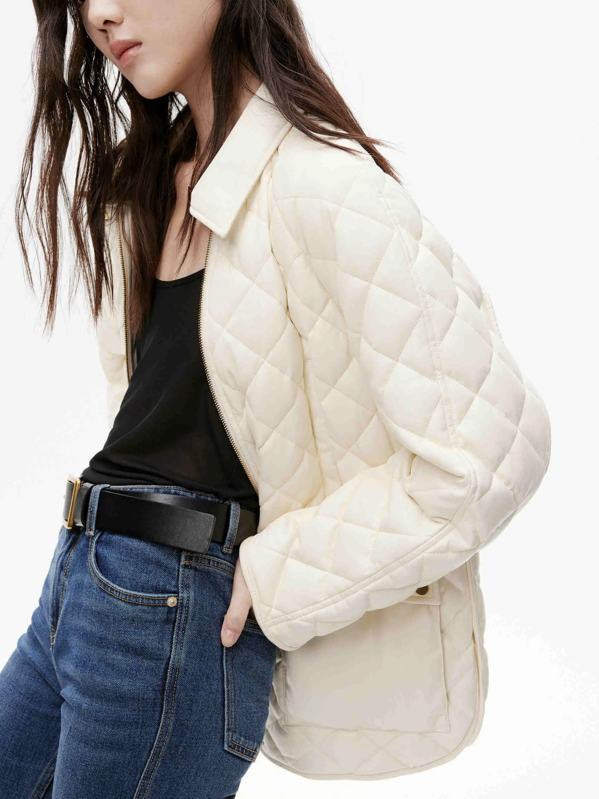 Loose Leather Quilted Jacket