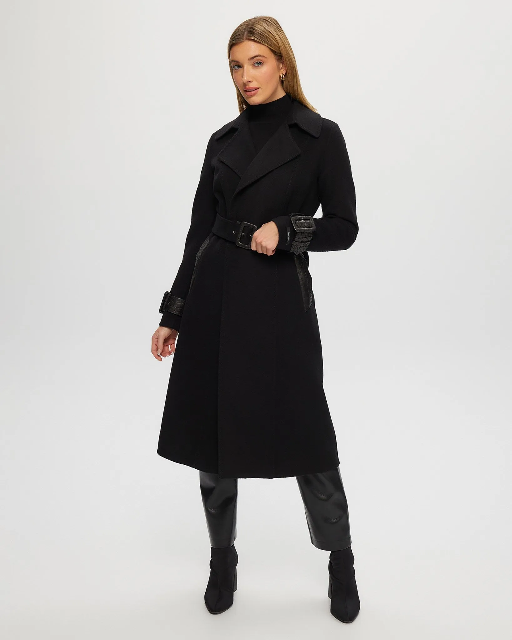 Loro Piana Cashmere & Wool Trench coat with Leather Trim