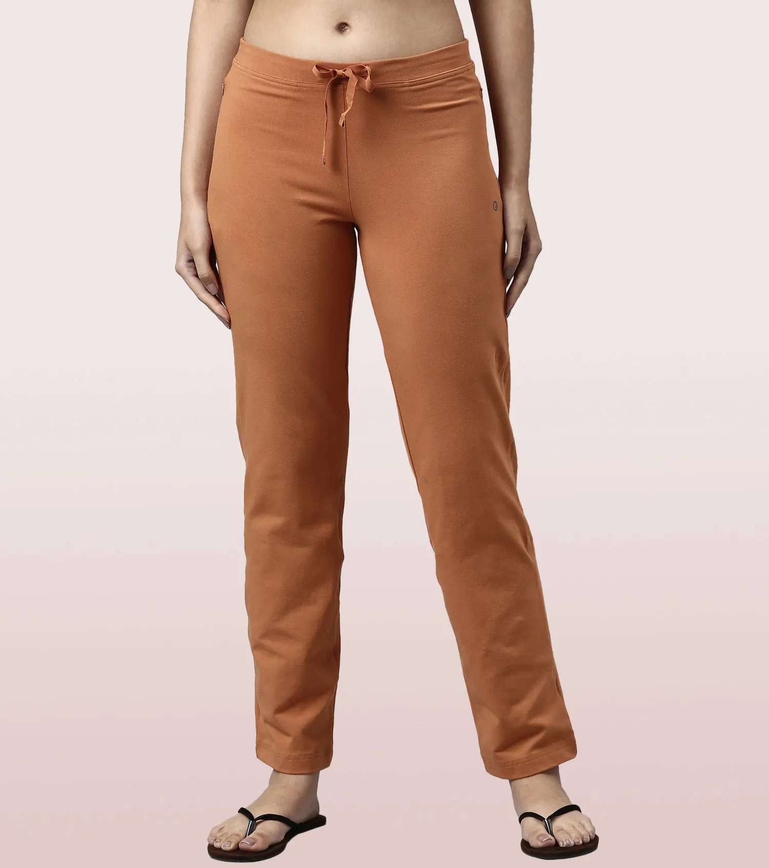 Lounge Pants | Basic Straight Leg Pants With Adjustable Drawstring And Zipper Pockets