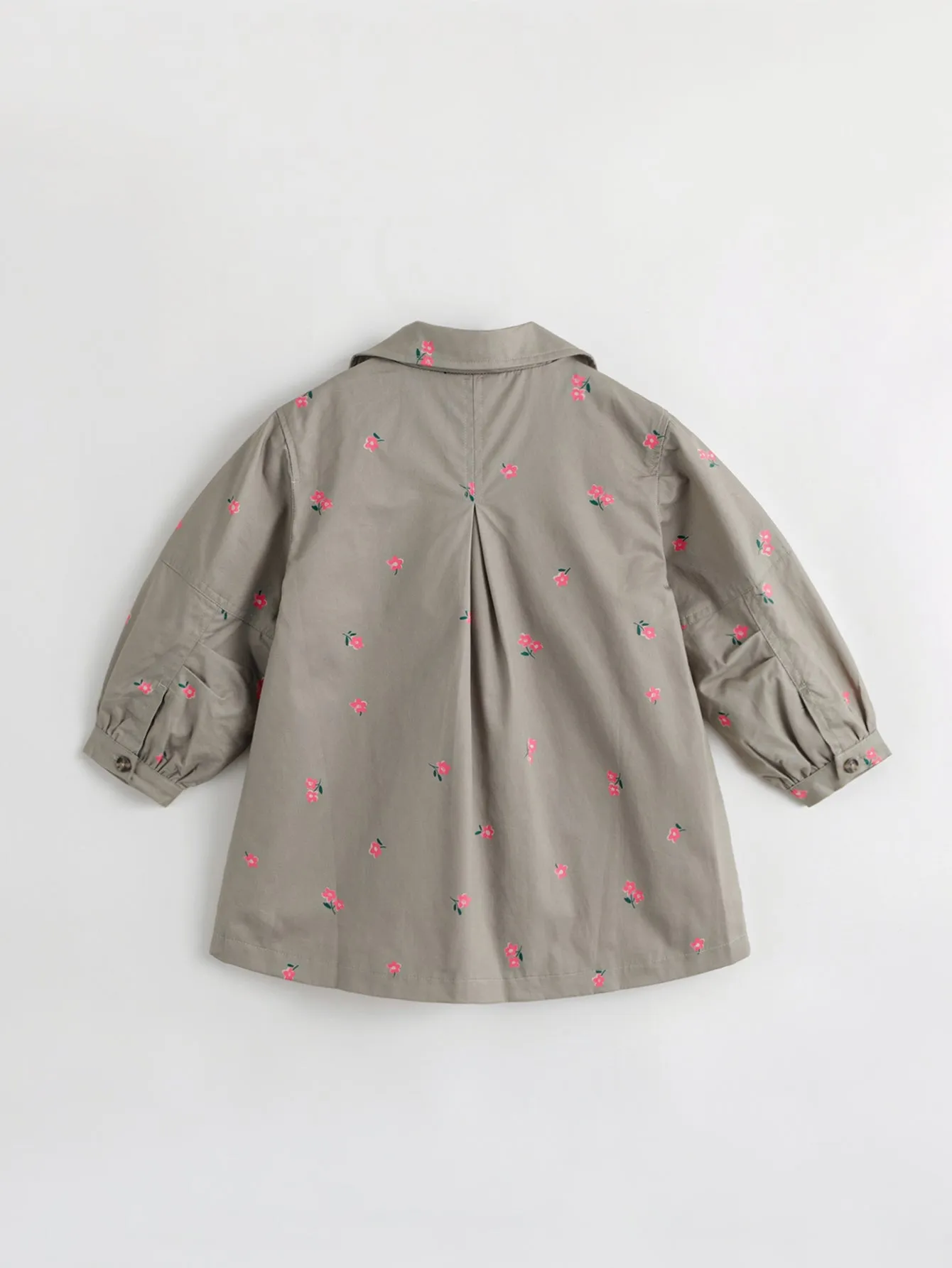 MARC & JANIE Girls Mid Length Floral Print Trench Coat 230066