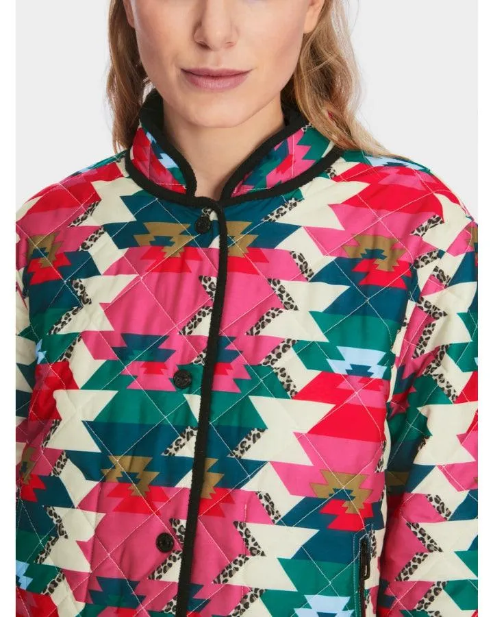 Marc Cain Reversible Print Quilted Snap Jacket