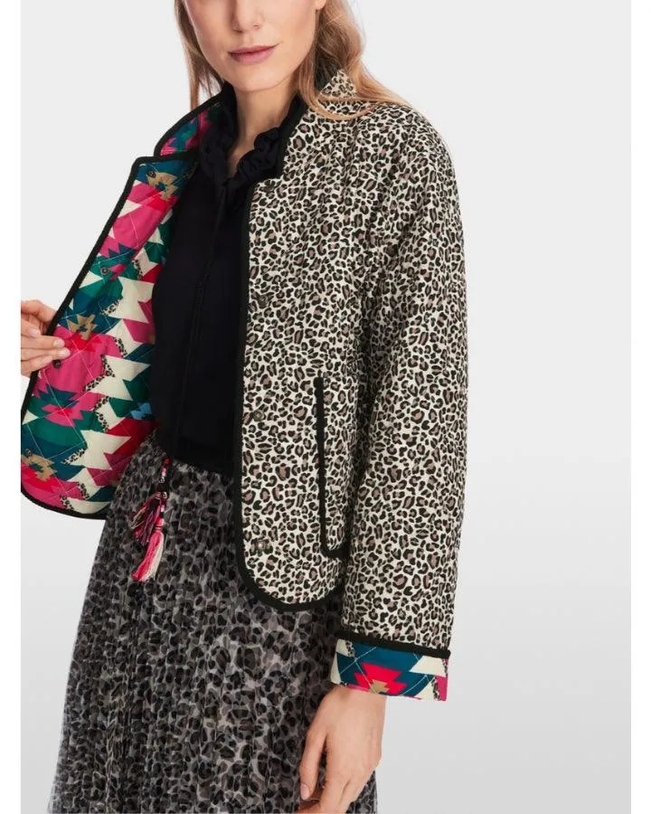 Marc Cain Reversible Print Quilted Snap Jacket